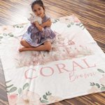 Couverture de bébé rose personnalisée avec nom Cadeau de Baptême pour Bébé Fille