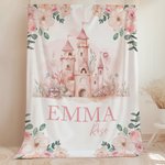 Couverture de bébé rose personnalisée avec nom Cadeau de Baptême pour Bébé Fille