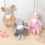 Personalisierte niedliche Hase Katze Maus Ballerina Plüschtier mit Glitter Name Geburtstag Geschenk für Ballerina Mädchen gefüllt