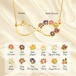 Collar Personalizado Infinito Flor de Nacimiento con Nombre Cumpleaños Aniversario para Mujer