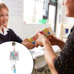 Lanyard rétractable à paillettes et perles arc-en-ciel avec nom Cadeau d'appréciation de rentrée pour enseignant