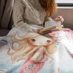 Personalised Pink Mermaid Soft Blanket with Name Cute Nursery Decor Baby Shower Birthday Gift for Kids Baby Girls