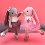 Personalisierte niedliche Hase Katze Maus Ballerina Plüschtier mit Glitter Name Geburtstag Geschenk für Ballerina Mädchen gefüllt