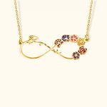 Collar Personalizado Infinito Flor de Nacimiento con Nombre Cumpleaños Aniversario para Mujer