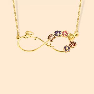 Personalized Infinity Birth Flower Necklace with Name Birthday Anniversary for Women