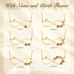 Collar Personalizado Infinito Flor de Nacimiento con Nombre Cumpleaños Aniversario para Mujer