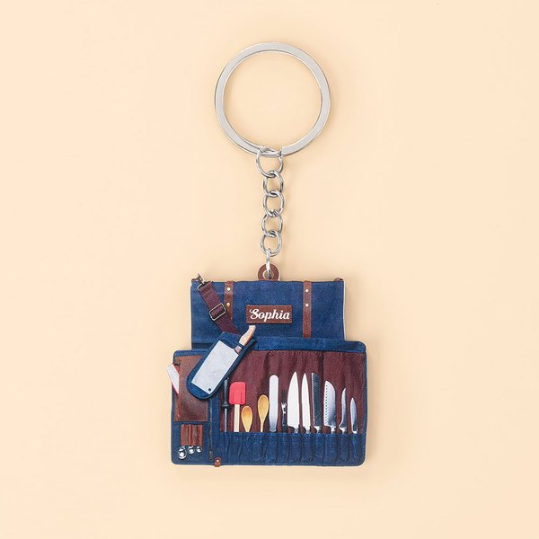 Personalised Chef Tool Bag Design Acrylic Keychain with Name Bag Charm Birthday Anniversary Gift for Chef Cooking Lover