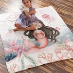 Personalised Pink Mermaid Soft Blanket with Name Cute Nursery Decor Baby Shower Birthday Gift for Kids Baby Girls