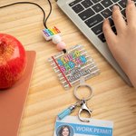 Lanyard rétractable à paillettes et perles arc-en-ciel avec nom Cadeau d'appréciation de rentrée pour enseignant