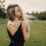 Personlig, vanntett, giftfri, uendelig symbolnavn sett med 3 midlertidige tatoveringer med fugler Party Favor Party Favor Jubileumsgave til familie og venner