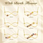 Collar Personalizado Infinito Flor de Nacimiento con Nombre Cumpleaños Aniversario para Mujer