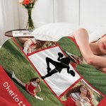 Personalized Cheerleading Silhouette Photos Collage Soft Throw Blanket with Text Housewarming Home Decor Support Gift for Cheerleaders