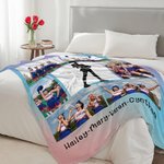 Personalized Cheerleading Silhouette Photos Collage Soft Throw Blanket with Text Housewarming Home Decor Support Gift for Cheerleaders