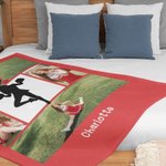 Personalized Cheerleading Silhouette Photos Collage Soft Throw Blanket with Text Housewarming Home Decor Support Gift for Cheerleaders