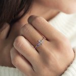 Anello personalizzato Minimalismo Croce di Preghiera con 1-6 pietre di nascita della famiglia e biglietto Gioielli religiosi Battesimo Regalo cristiano per la festa della mamma per le donne