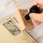 Personalized Vintage Ex Libris Floral Wooden Rubber Stamp with Engraved Text Gift for Book Lovers Librarians Bookworms