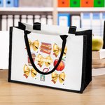 Personalized Coquette Bow Book Coffee Apple Large Canvas Tote Bag with Name Back to School Appreciation Gift for Teacher