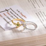 Anello personalizzato Minimalismo Croce di Preghiera con 1-6 pietre di nascita della famiglia e biglietto Gioielli religiosi Battesimo Regalo cristiano per la festa della mamma per le donne