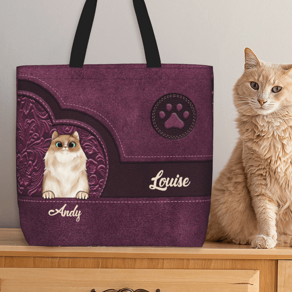 Personalisierte Retro Stil Katzenpfote Tragetasche mit Namen Große Kapazität Geburtstag Geschenk für Katzenliebhaber