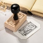 Personalized Vintage Ex Libris Floral Wooden Rubber Stamp with Engraved Text Gift for Book Lovers Librarians Bookworms