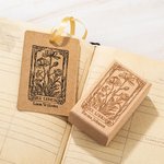 Personalized Vintage Ex Libris Floral Wooden Rubber Stamp with Engraved Text Gift for Book Lovers Librarians Bookworms