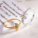 Anello personalizzato Minimalismo Croce di Preghiera con 1-6 pietre di nascita della famiglia e biglietto Gioielli religiosi Battesimo Regalo cristiano per la festa della mamma per le donne