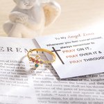 Anello personalizzato Minimalismo Croce di Preghiera con 1-6 pietre di nascita della famiglia e biglietto Gioielli religiosi Battesimo Regalo cristiano per la festa della mamma per le donne