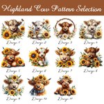 Personalized Portable Highland Cow Sunflower Sewing Kit Set Storage Box with Name Stitching Tools Supplies Gift for Tailor