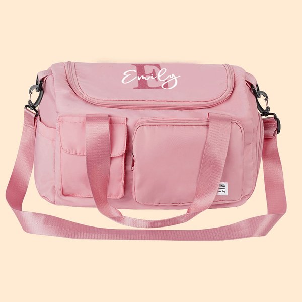 Personlig Glitter Initial Namn Stor Resväska Duffle Bag med flera fack och axelrem Tillbaka till skolan Födelsedagspresent för kvinnor Flickor