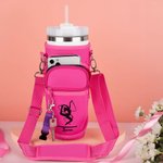 Personalized Rhythmic Silhouette Water Bottle Carrier Bag with Strap for 40oz Stanley Tumbler Accessories Birthday Gift for Women