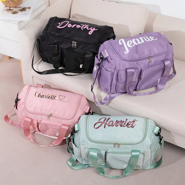 Personalized Multi-compartment Waterproof Weekend Bag with Shoulder Strap and Name Birthday Back to School Gift for Women