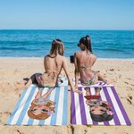 Personalized Y2K Cartoon Girl Quick Dry Striped Beach Towel with Name Travel Essential Summer Vacation Birthday  Gift for Women