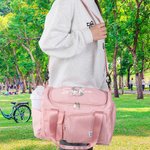 Personalized Glitter Initial Name Large Travel Duffle Bag with Multi-compartment and Shoulder Strap Back to School Birthday Gift for Women Girls