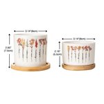 Pot de Fleurs en Céramique Personnalisé avec 1-16 Noms et Fleurs de Naissance Base en Bambou Cadeau Anniversaire Fête des Mères pour Maman Grand-Mère