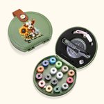 Personalized Portable Highland Cow Sunflower Sewing Kit Set Storage Box with Name Stitching Tools Supplies Gift for Tailor