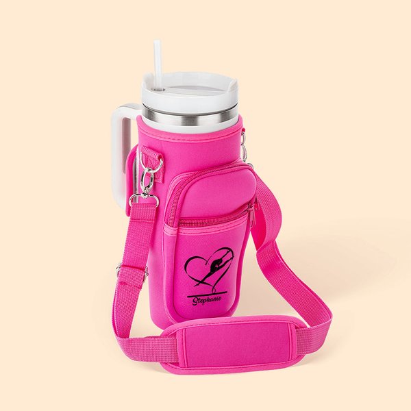 Personalized Rhythmic Silhouette Water Bottle Carrier Bag with Strap for 40oz Stanley Tumbler Accessories Birthday Gift for Women