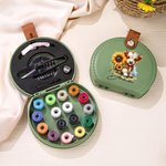 Personalized Portable Highland Cow Sunflower Sewing Kit Set Storage Box with Name Stitching Tools Supplies Gift for Tailor