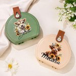 Personalized Portable Highland Cow Sunflower Sewing Kit Set Storage Box with Name Stitching Tools Supplies Gift for Tailor