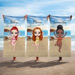 Serviette de Plage Personnalisé avec Image de Personnage et Prénom Serviette Super Douce Séchage Rapide Cadeau Vacances d'Été pour Femme Homme Famille