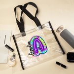 Personalized Paisley Floral Initial Clear Tote Bag with Name Wedding Birthday Gift for Women