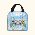 Personalised Tie-dye Effect Gamepad Design Oxford Insulated Lunch Bag with Name School Work Picnic Outdoor Activities Gift for Kids Game Lovers