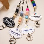 Personalized Teacher Name Bead Lanyard with Key Ring Back to School Appreciation Gift for Teacher