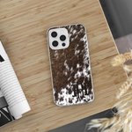 Personalized Faux Cowhide Print Monogram Phone Case for iPhone Birthday Gift for Farm Owner Cow Lover