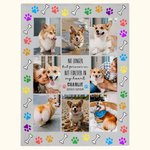 Personalizada Forever In My Heart Rainbow Paw Print 8 Photo Colleges Manta con Nombre Año Memorial Simpatía Pérdida de Mascota Regalo para los amantes