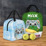 Personalised Tie-dye Effect Gamepad Design Oxford Insulated Lunch Bag with Name School Work Picnic Outdoor Activities Gift for Kids Game Lovers