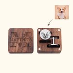 Personalizado Grabado Perro Gato Retrato Gemelos con Monograma Magnético Caja de Madera Boda Novio Memorial Gift for Men Pet Lovers