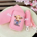 Personalizzato Highland mucca nascita fiore nome bottiglia d'acqua borsa con cinturino Tumbler accessori per 40 oz Stanley regalo di compleanno per la