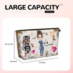 Personalized Leopard Cartoon Character Makeup Bag with Zipper Waterproof Portable Travel Essentials Thank You Nurse Week Gift for Nurse Medical Staff