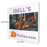 Personlig Baby's 1st Halloween Pumpkin Bat Inramad Canvasmålning med foto och namn Väggdekoration Holiday Party Present för nyfödd ny mamma pappa