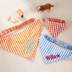 Spersonalizowana trójkątna 100% bawełniana bandana dla zwierzaka z wyhaftowanym imieniem i elastycznym prezentem urodzinowym dla miłośników psów i kotów